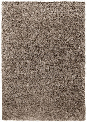 Serdim Rugs Plain Living Room Shaggy Area Rugs L.Beige Round 120x120 cm