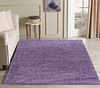 Serdim Rugs Plain Living Room Shaggy Area Rugs Lilac 120x170 cm