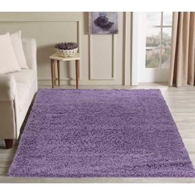 Serdim Rugs Plain Living Room Shaggy Area Rugs Lilac 60x110 cm