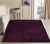 Serdim Rugs Plain Living Room Shaggy Area Rugs Violet 80x150 cm