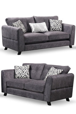 Serena 3+2 fabric Grey Sofa set - Foam Seating - wooden feet - 3 seater - 2 seater