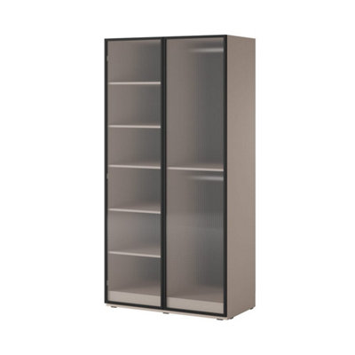 Serene Lund Hinged Door Wardrobe Flutes H2000mm W1010mm D510mm in Calming Beige - Tranquil Storage Retreat