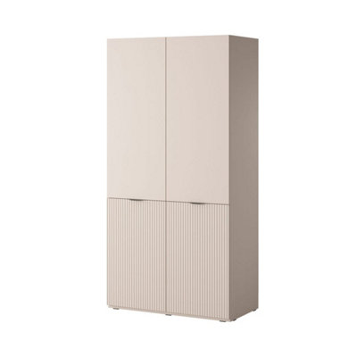 Serene Lund Hinged Door Wardrobe H2000mm W1010mm D510mm in Calming Beige - Tranquil Storage Retreat