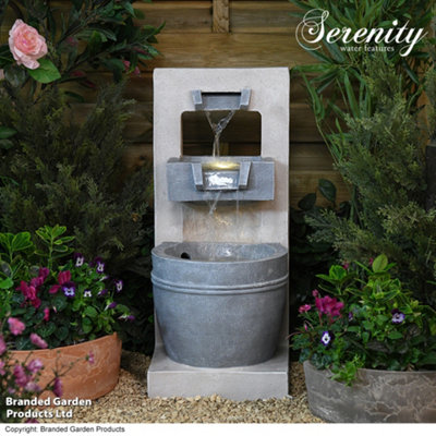Serenity Cascading Bowl Water Feature with LED Lighting Mains Power Self Contained