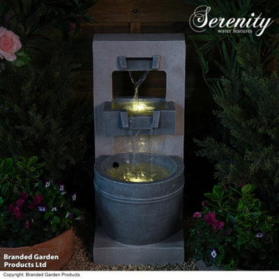 Serenity Cascading Bowl Water Feature with LED Lighting Mains Power Self Contained