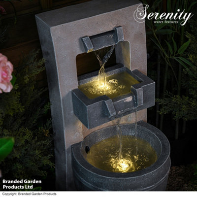 Serenity Cascading Bowl Water Feature with LED Lighting Mains Power Self Contained