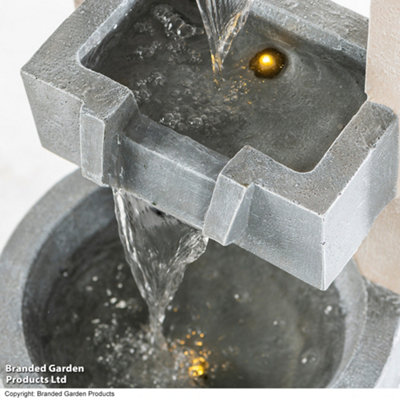 Serenity Cascading Bowl Water Feature with LED Lighting Mains Power Self Contained