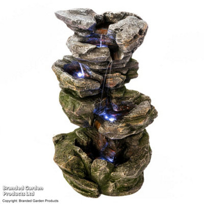 Serenity Cascading Rock Water Fall Water Feature LED Lighting Self ...