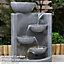 Serenity Four Bowl Cascading Water Feature With LED Lights Polyresin Stone-Effect Design Self Contained
