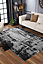 Serenity Modern Abstract Abrasion Contemporary Area Rugs Black 160x230 cm