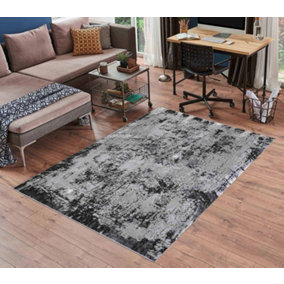 Serenity Modern Abstract Acrylic Contemporary Area Rugs Black 120x170 cm