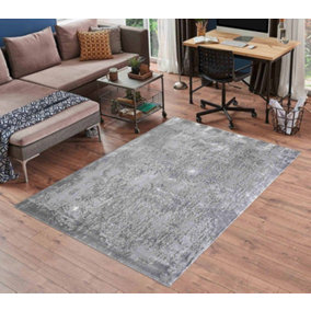 Serenity Modern Abstract Acrylic Contemporary Area Rugs Grey 200x290 cm