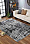 Serenity Modern Abstract Lines Contemporary Area Rugs Black 120x170 cm