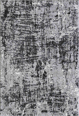 Serenity Modern Abstract Lines Contemporary Area Rugs Black 80x150 cm