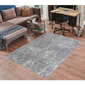Serenity Modern Abstract Lines Contemporary Area Rugs Grey 120x170 cm