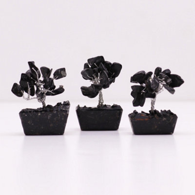 Serenityy Mini Gemstone Tree on Orgonite Base with 15 Black Agate ...