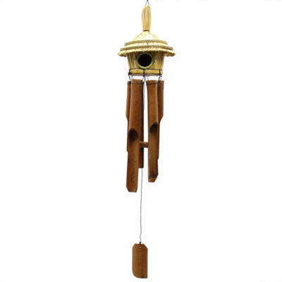 Serenityy Round Seagrass Bird Box with Chimes 45 x 17 cm, Lightweight ...