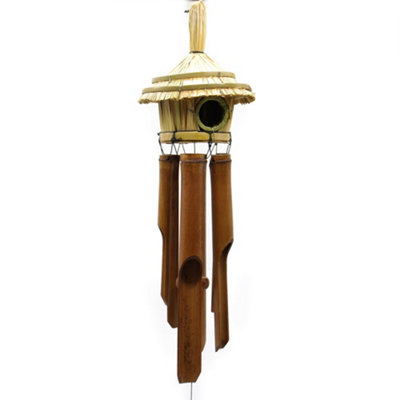 Serenityy Round Seagrass Bird Box with Chimes 45 x 17 cm, Lightweight ...