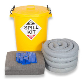 SERPRO 90 Litre Maintenance General Purpose Spill Kit in a Plastic Drum for use with Coolant, Antifreeze, Oil, Water, Weak Chems