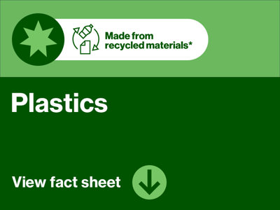 Made from recycled materials - View plastics fact sheet
