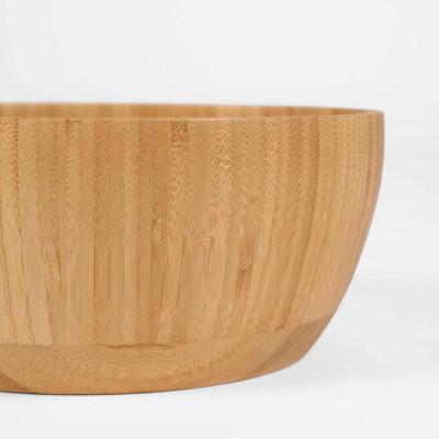 Serving Bowl Salad Kitchen Bamboo Round Wooden Snack Mixing Dessert Dinnerware