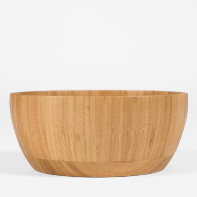 Serving Bowl Salad Kitchen Bamboo Round Wooden Snack Mixing Dessert Dinnerware - 4