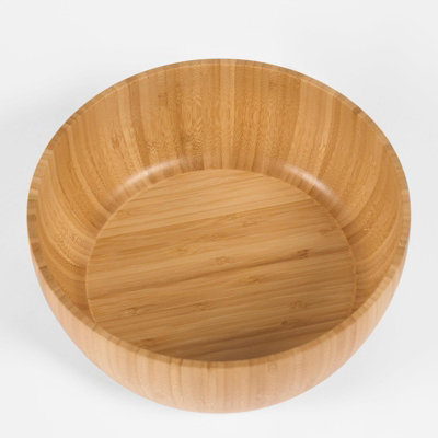 Serving Bowl Salad Kitchen Bamboo Round Wooden Snack Mixing Dessert Dinnerware - 5