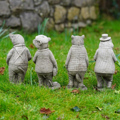 Set 4 Wind in the Willows Stone Statues Outdoor Garden Ornament Badger ...