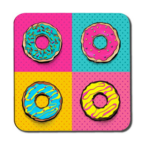 Set doughnut sweet food, donut cartoon pop art style (Coaster) / Default Title