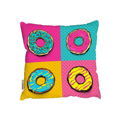 Set Doughnut Sweet Food, Donut Cartoon Pop Art Style (Cushion) / 45cm x