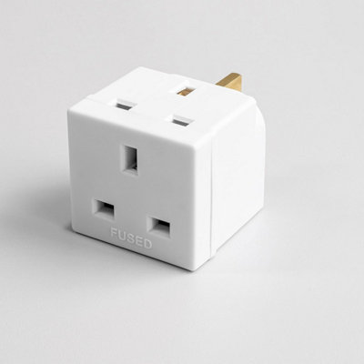 Set Of 10 Adaptor 2 Way Plug 3 Pin Socket 13 Amp Double Household Multi ...