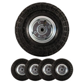 Set of 10 Pneumatic Sack Truck Hand Trolley Wheel Barrow Tyre Tyres 10" Replacement Wheels Black
