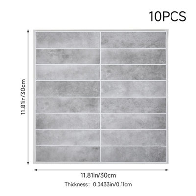 Set of 10 Self-adhesive 3D Wall Tile Stickers 30x30cm