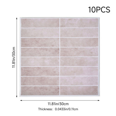 Set of 10 Self-adhesive 3D Wall Tile Stickers 30x30cm