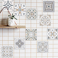 Set of 10 Self Adhesive Waterproof Wall Decor Tile Sticker, 15x15CM