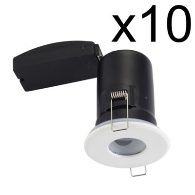 Set of 10 - White IP65 Bathroom Recessed Fire Rated Downlights