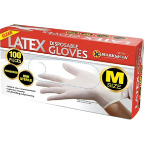 Set Of 100 Latex Disposable Powdered Gloves Non Sterile Medium Multi Use