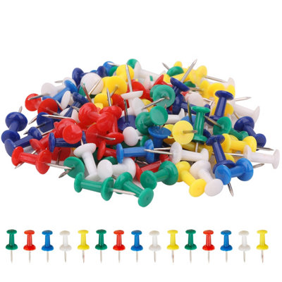 Set of 100 Multicoloured Push Pins, Tacks with Stainless Steel Point ...