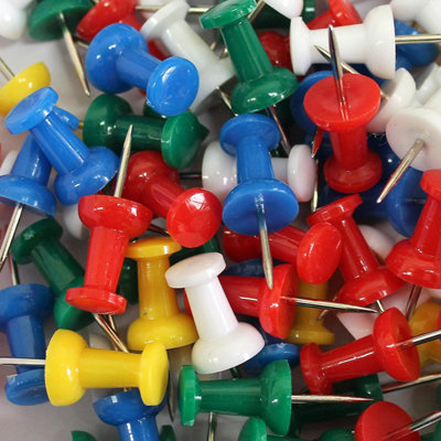 Set of 100 Multicoloured Push Pins, Tacks with Stainless Steel Point ...