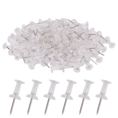 Set of 100 Push Pins, Tacks with Stainless Steel Point, One Size