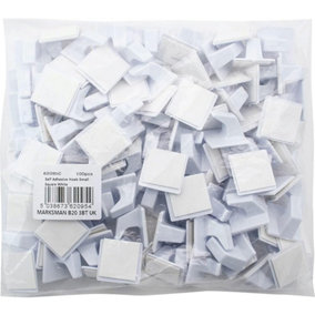 Set Of 100 Self Adhesive Hooks Small Square White Wall Door Peg Sticky