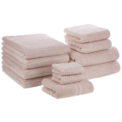 Set of 11 Cotton Towels Pink ATAI