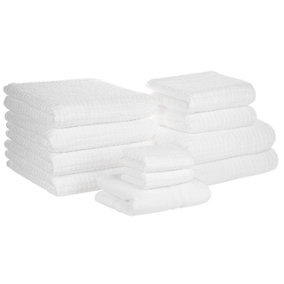 Set of 11 Cotton Towels White ATAI