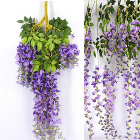 Set of 12 Artificial Hanging Flowers Wisteria Vine Wedding Decor 105 cm