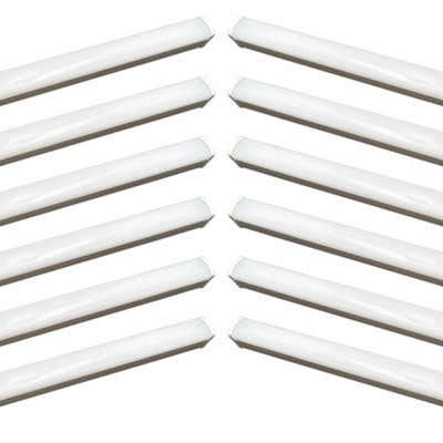 Set of 12 Batten 40W LED Cool White 1200mm Strip Lights