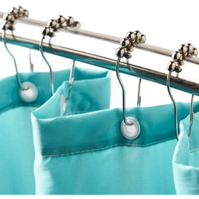 Set of 12 Easy Glide Roller Ball Shower Curtain Hooks - Rustproof Stainless Steel Bathroom Accessories