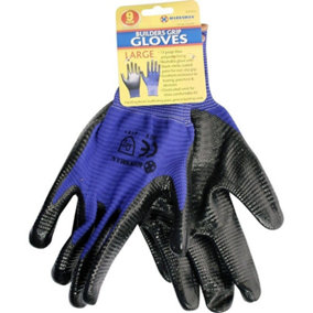Set Of 12 Large Builders Grip Gloves Heavy Duty Non Slip Reusable Blue Multi Use