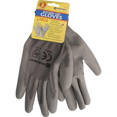 Set Of 12 Pairs Heavy Duty Large Builders Grip Gloves Non Slip Reusable Pu Coated