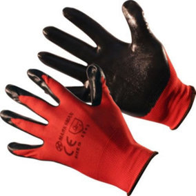 Set Of 12 Pairs Heavy Duty Non-Slip Safety Work Gloves Nitrile Coating Extra Large
