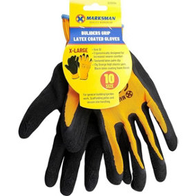Set Of 12 Pairs Latex Coated Builders Workshop Gloves Strong Grip Multi Purpose